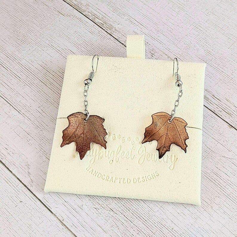 Maple Leaves Dangle Earrings, Silver - - LadybugfeetDesigns -