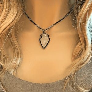 White Quartz Crystal Arrowhead necklace, 18- 24 inch - - LadybugfeetDesigns -