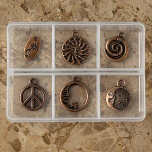 Celestial Mini Charm Box - 6 pc., Rose-Gold/Copper - - LadybugfeetDesigns -