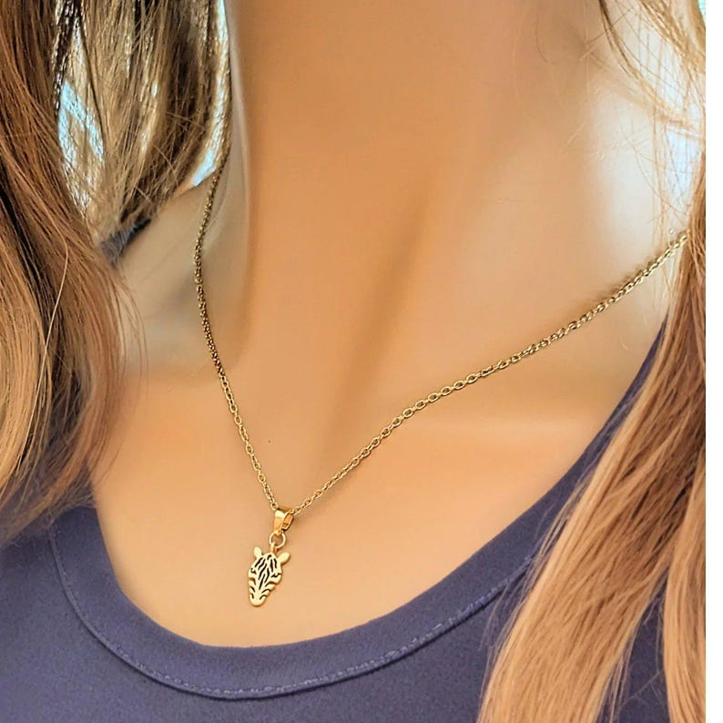 Zebra necklace, Gold - 20 inch - - LadybugfeetDesigns -