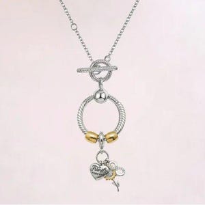Friends Forever Sunflower Sterling Silver Toggle Charm Necklace, 20 inches - - LadybugfeetDesigns -