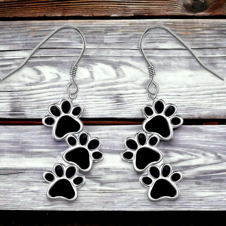 Dog Paws Enamel Earrings