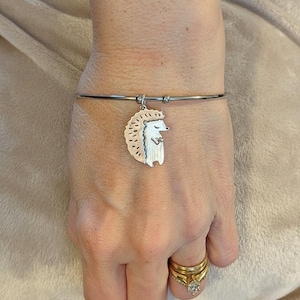 Hedgehog Euro Bangle Cuff, Silver - - LadybugfeetDesigns -