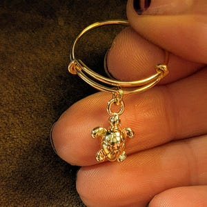 Sea Turtle Expandable Charm Ring - Gold - - LadybugfeetDesigns -