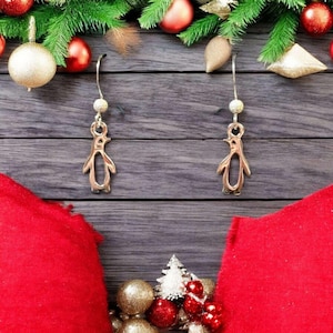 Penguin Sterling Silver dangle earrings - - LadybugfeetDesigns -