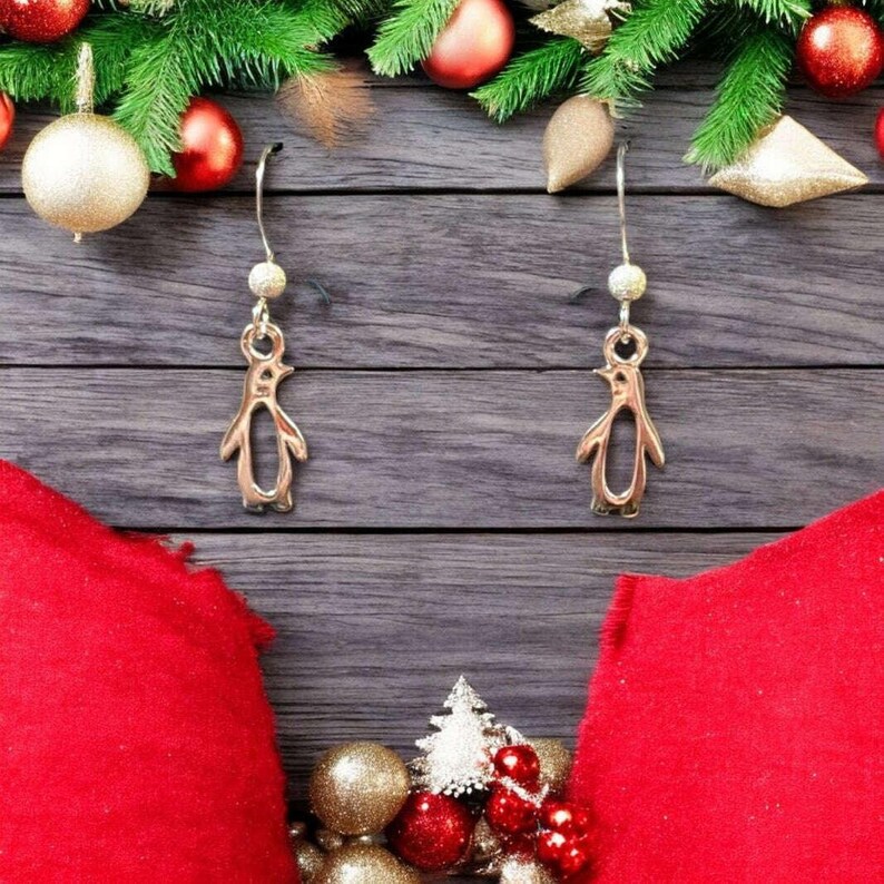 Penguin Sterling Silver dangle earrings - - LadybugfeetDesigns -