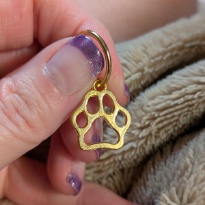 Dog Paw Hoop earrings, Gold - 16mm - - LadybugfeetDesigns -