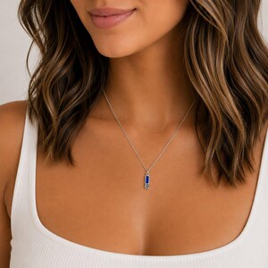 Blue Tag Necklace, 20 inches - Silver - - LadybugfeetDesigns -