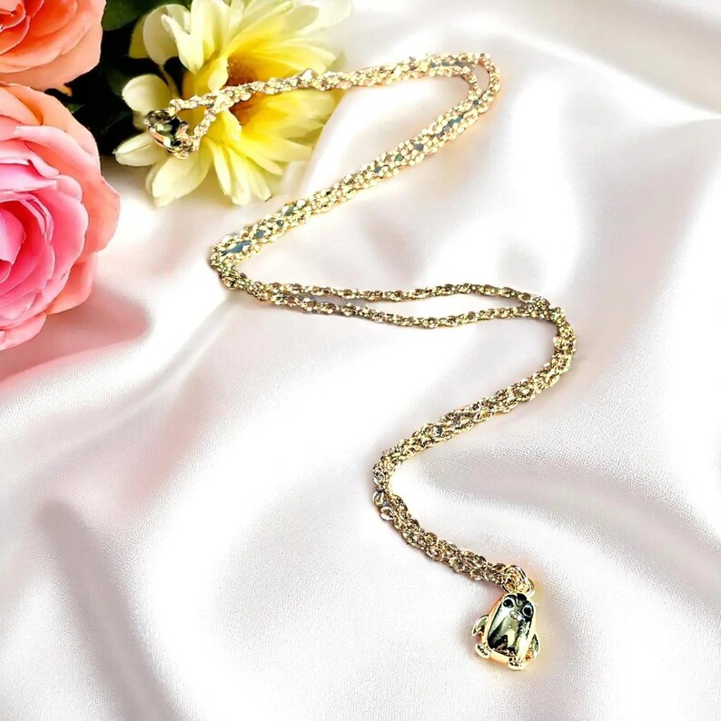 Penguin Necklace, Gold- 20 inch - - LadybugfeetDesigns -
