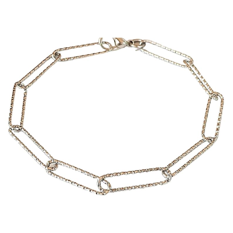 Diamond Cut Silver Paperclip Chain Bracelet - - LadybugfeetDesigns -