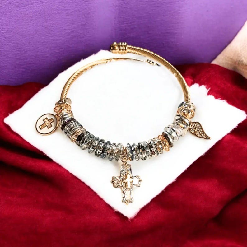 Easy Wrap Memorial Cuff Bracelet, Gold - - LadybugfeetDesigns -