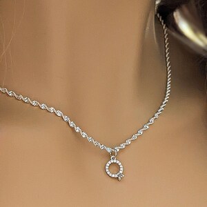 CZ Diamond Engagement Ring Necklace/Earring set, Sterling Silver - - LadybugfeetDesigns -