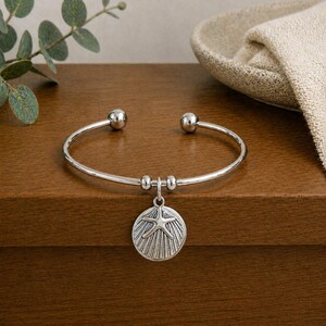 Salt in the Air/Sand in my Hair Euro Bangle Cuff, Silver - - LadybugfeetDesigns -