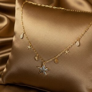 Beach Vibes Multi Charm Link Necklace, Gold- 20 inch - - LadybugfeetDesigns -
