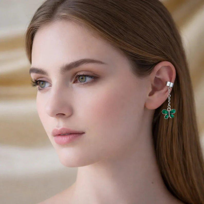 BUTTERFLY Ear cuff, silver - - LadybugfeetDesigns -
