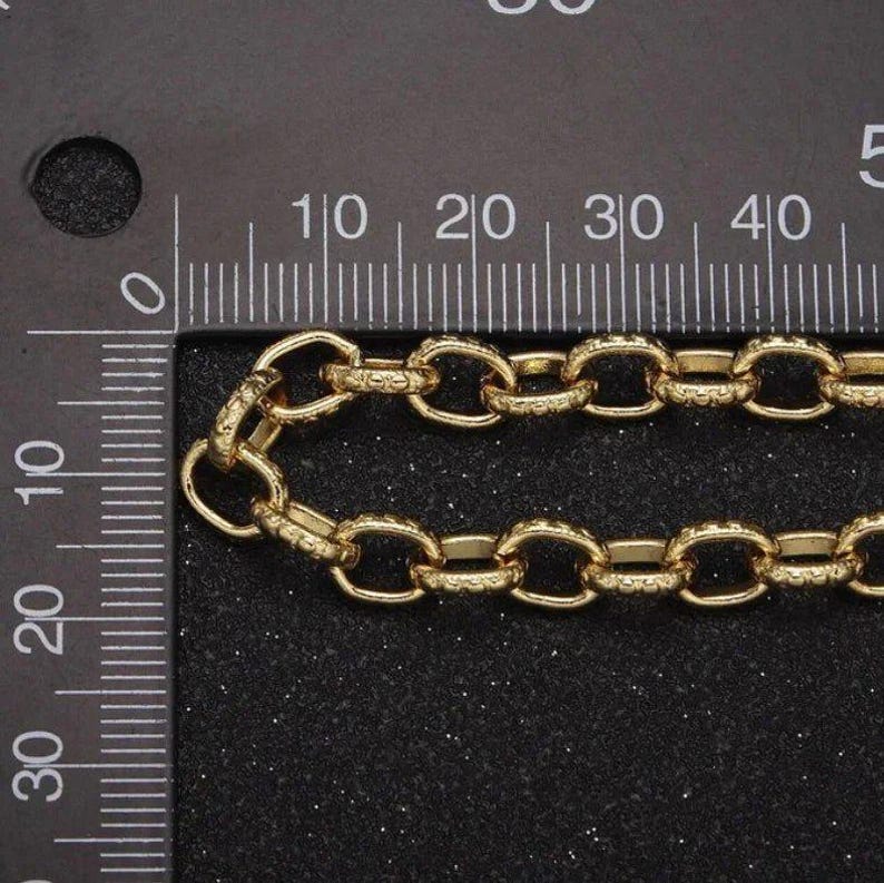 24K Gold Filled Textured Oval Link Charm Bracelet Base - D.i.y. - Build Your Charm Bracelet! - - LadybugfeetDesigns -