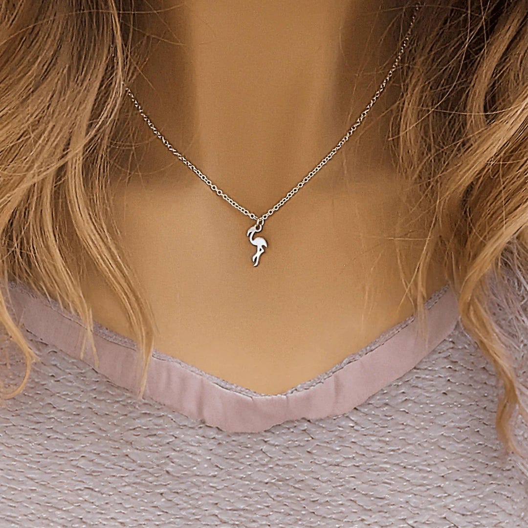 フラミンゴペンダントネックレス、シルバー - 18～22インチ - Etsy 日本