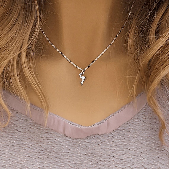フラミンゴペンダントネックレス、シルバー - 18～22インチ - Etsy 日本