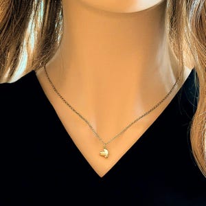 Heart necklace, Gold - 20 inch - - LadybugfeetDesigns -
