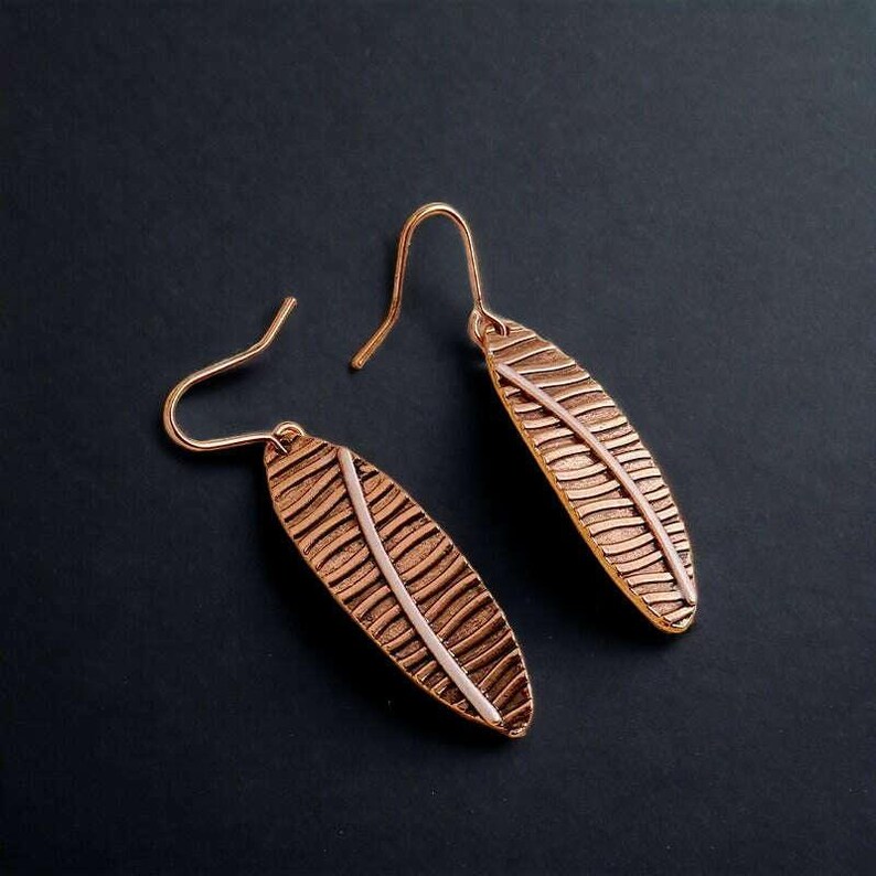 Boho Leaf Copper Dangle Earrings