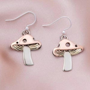 Rustic Whimsical Mushroom Hook Earrings - - LadybugfeetDesigns -