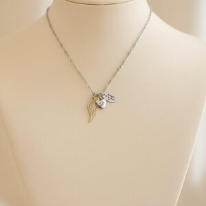 Forever in my Heart Memory necklace, Silver - 20 inch - - LadybugfeetDesigns -