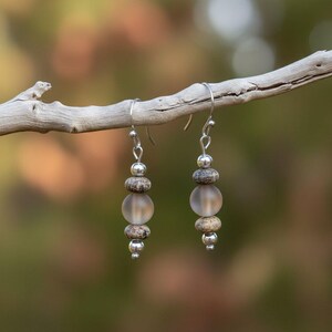 Moonstone/Leopard Skin Jasper Beaded Hook Earrings - - LadybugfeetDesigns -