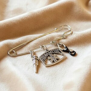 Paramedic Safety Pin Brooch, Purse Charm - - LadybugfeetDesigns -