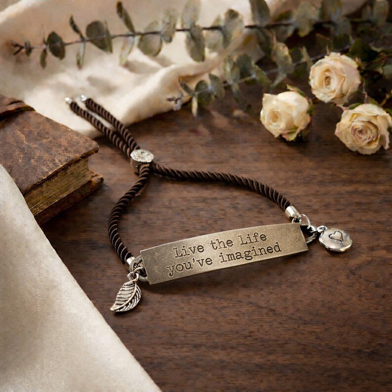 Live the Life You've Imagined Twisted Rope Bolo bracelet - - LadybugfeetDesigns -