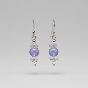 Amethyst/Purple Mermaid Glass Beaded Hook Earrings - - LadybugfeetDesigns -