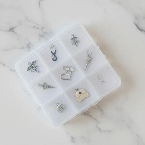 CNA/RN Nurse Charm Box - 9 pc., Silver - - LadybugfeetDesigns -