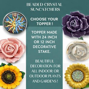 Beaded Crystal Garden Stake/ Suncatcher/ Beaded Crystal 12" or 24" Garden stakes - - LadybugfeetDesigns -
