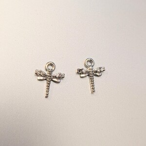 Tiny Dragonfly Mini Hoop Huggie Earrings, Silver- 12mm - - LadybugfeetDesigns -