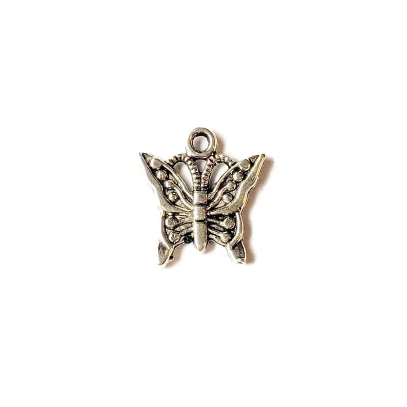 Silver Butterfly Charm 4 - - LadybugfeetDesigns -