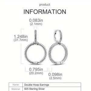Sterling Double Hoop Sterling Wave Earrings, 3 in 1 Hoops - - LadybugfeetDesigns -