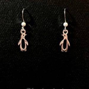 Penguin Sterling Silver dangle earrings - - LadybugfeetDesigns -