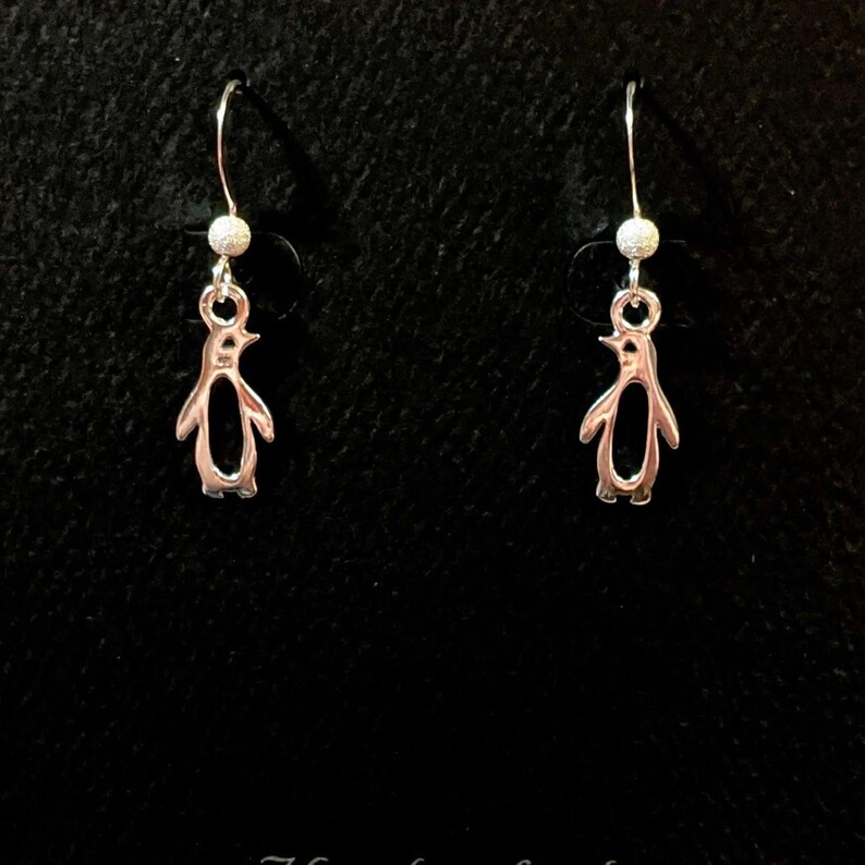 Penguin Sterling Silver dangle earrings - - LadybugfeetDesigns -