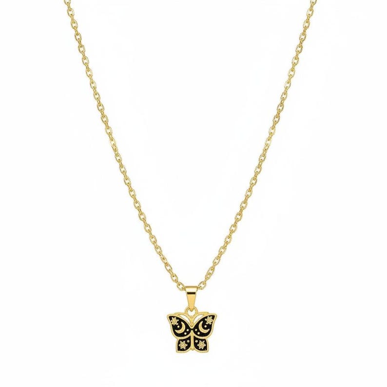 Celestial Butterfly necklace, Gold- 20 inch - - LadybugfeetDesigns -