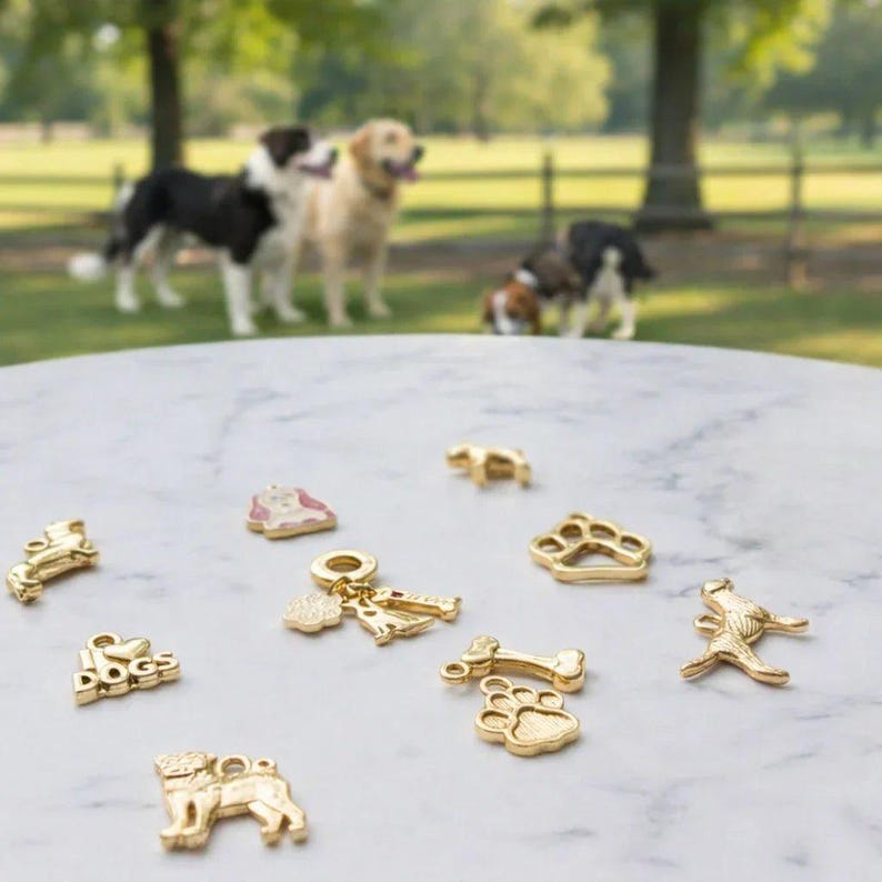I love Dogs Charm Box - 10 pc., Gold - - LadybugfeetDesigns -