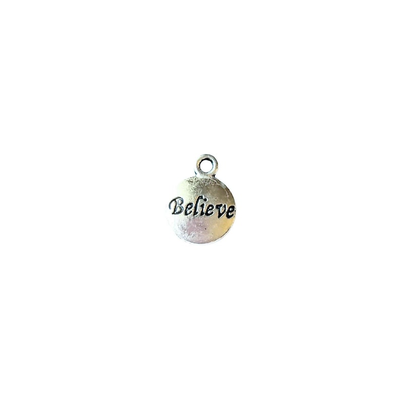 Silver Believe Charm - - LadybugfeetDesigns -