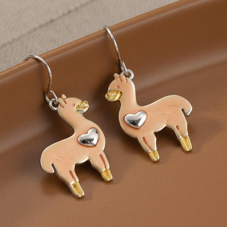 Rustic Alpaca/Llama Hook Earrings - - LadybugfeetDesigns -
