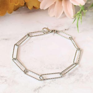 Diamond Cut Silver Paperclip Chain Bracelet - - LadybugfeetDesigns -