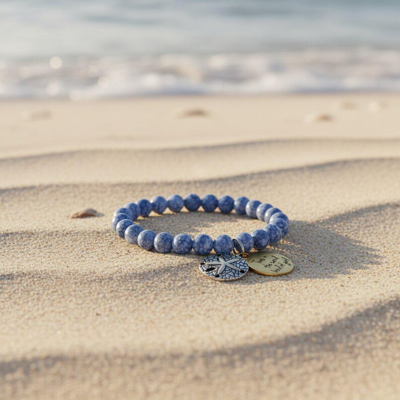 Toes in the Sand Beaded Stretch Bracelet - - LadybugfeetDesigns -