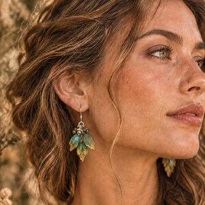 Acorn Leaf Cluster Hook Earrings, Silver - - LadybugfeetDesigns -