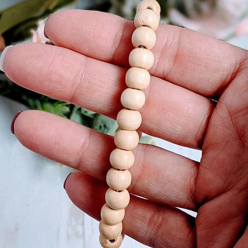 Ivory Wood Bead Stretch bracelet - Unisex - - LadybugfeetDesigns -