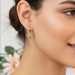 Dinosaur Huggie Hoop earrings, Gold - 15mm - - LadybugfeetDesigns -