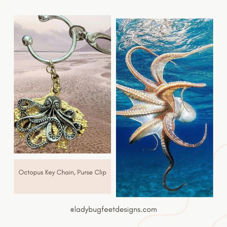 Octopus Key Chain, Purse Clip - - LadybugfeetDesigns -