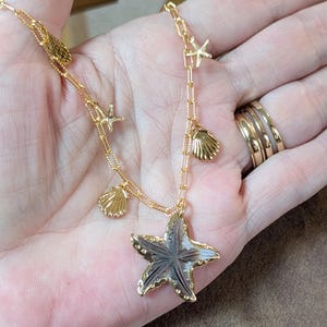 Beach Vibes Multi Charm Link Necklace, Gold- 20 inch - - LadybugfeetDesigns -