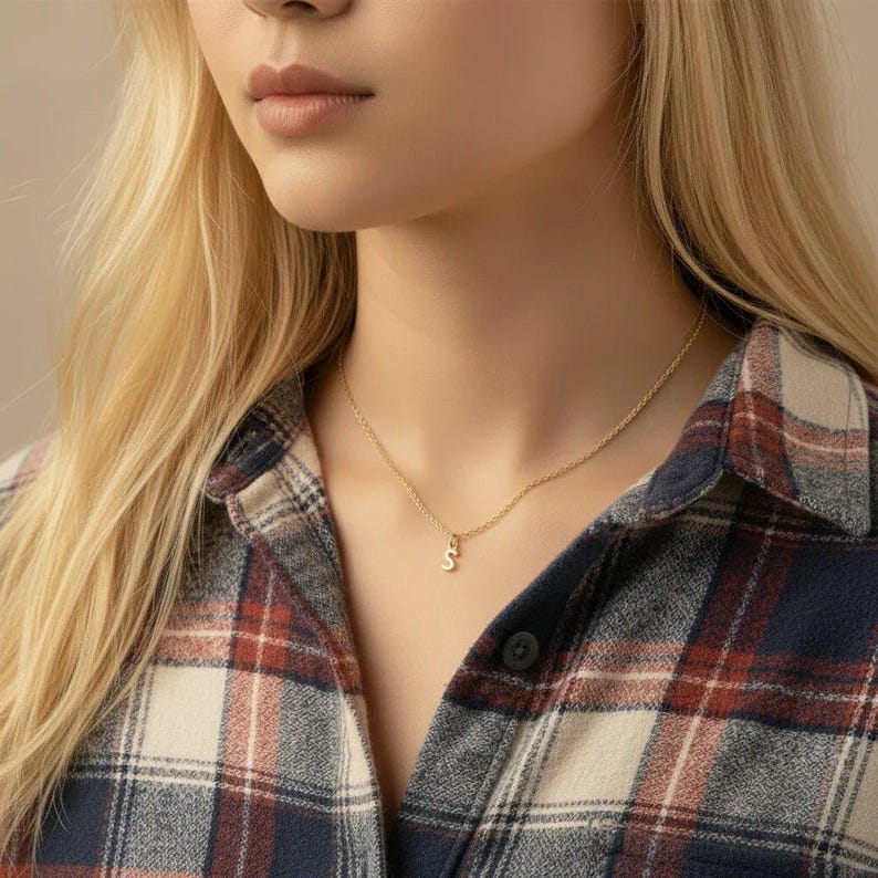 Mini Bubble Initial Necklace - Gold- 20 inch - - LadybugfeetDesigns -