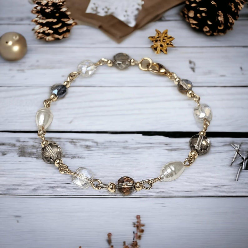 Romantic Crystal Pearl bracelet - - LadybugfeetDesigns -